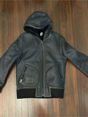 Coach Leather Jacket with Dark Blue fur